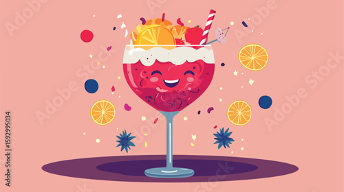 Joyful Brain Cocktail Vector Illustration