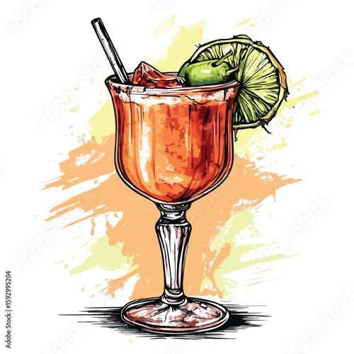 Cocktail Drink Zombie Glass Sketch