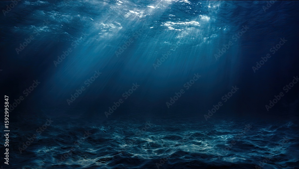 Naklejka premium Underwater scene with sunlight beams
