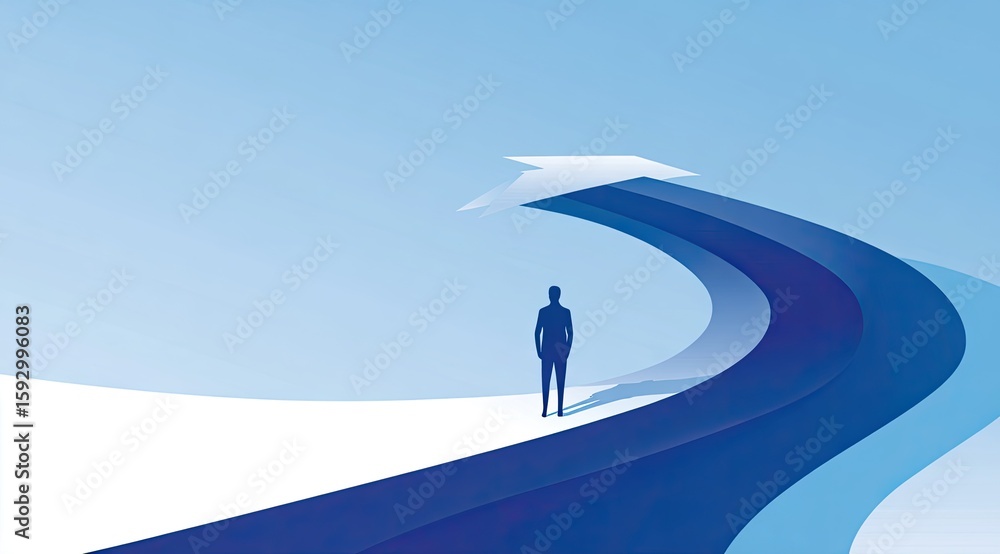 Obraz premium A person stands at a curving pathway