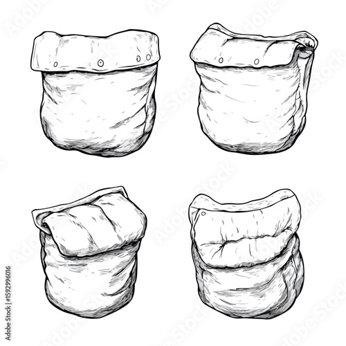 Hand-Drawn Diapers Sketch on White Background