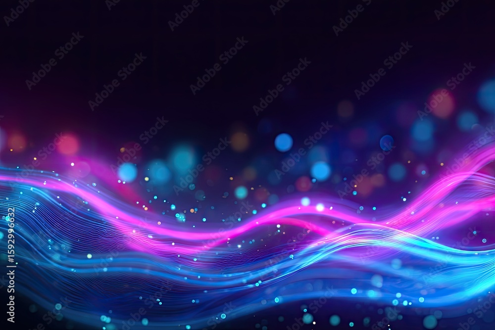 Fototapeta premium Abstract digital art with vibrant glowing lines and particles