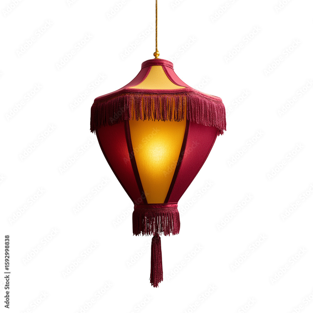 Obraz premium A solitary handcrafted paper lantern (kandil), isolated on white background