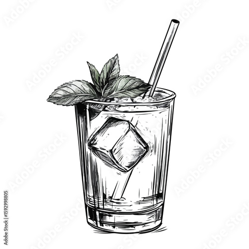 Muddler Sketch on White Background