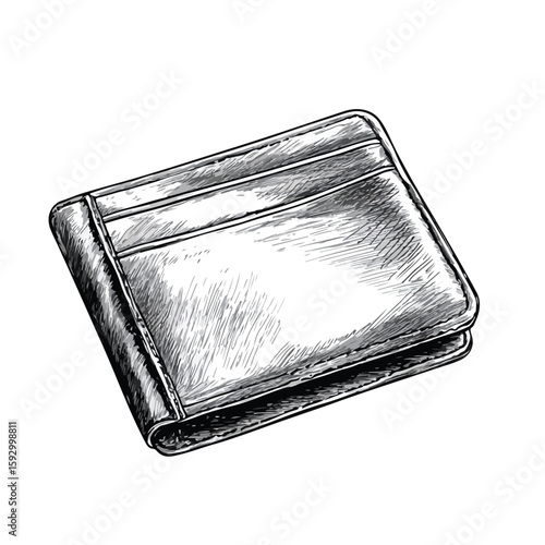 Men's wallet hand-drawn sketch illustration