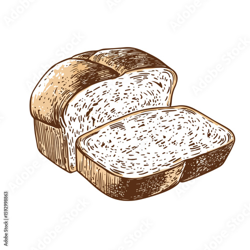 Multigrain Bread Sketch on White Background