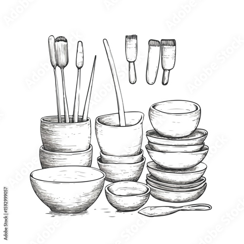 Ceramic needle tool sketch for crafting