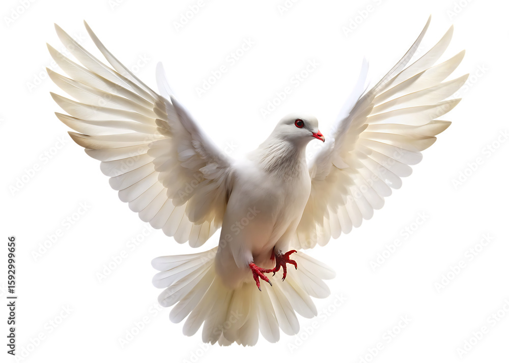 Fototapeta premium dove flying isolated on white background, png, ai generated.