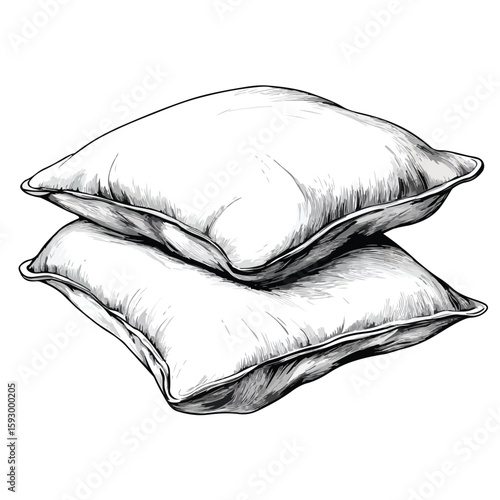 Hand-drawn pillows sketch on white background