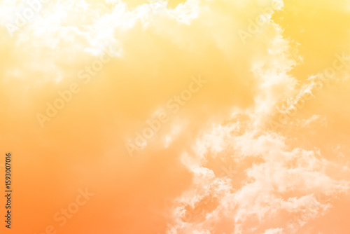Papier peint Orange yellow golden sky with fluffy cloud