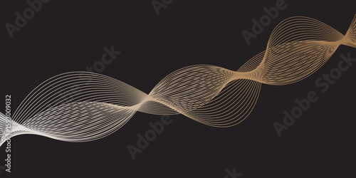 Abstract DNA helix vector illustration with a flowing blue light wave pattern
