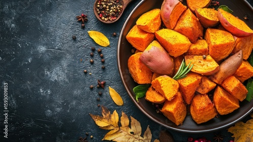 Wallpaper Mural Roasted sweet potato cubes with spices and herbs. Torontodigital.ca