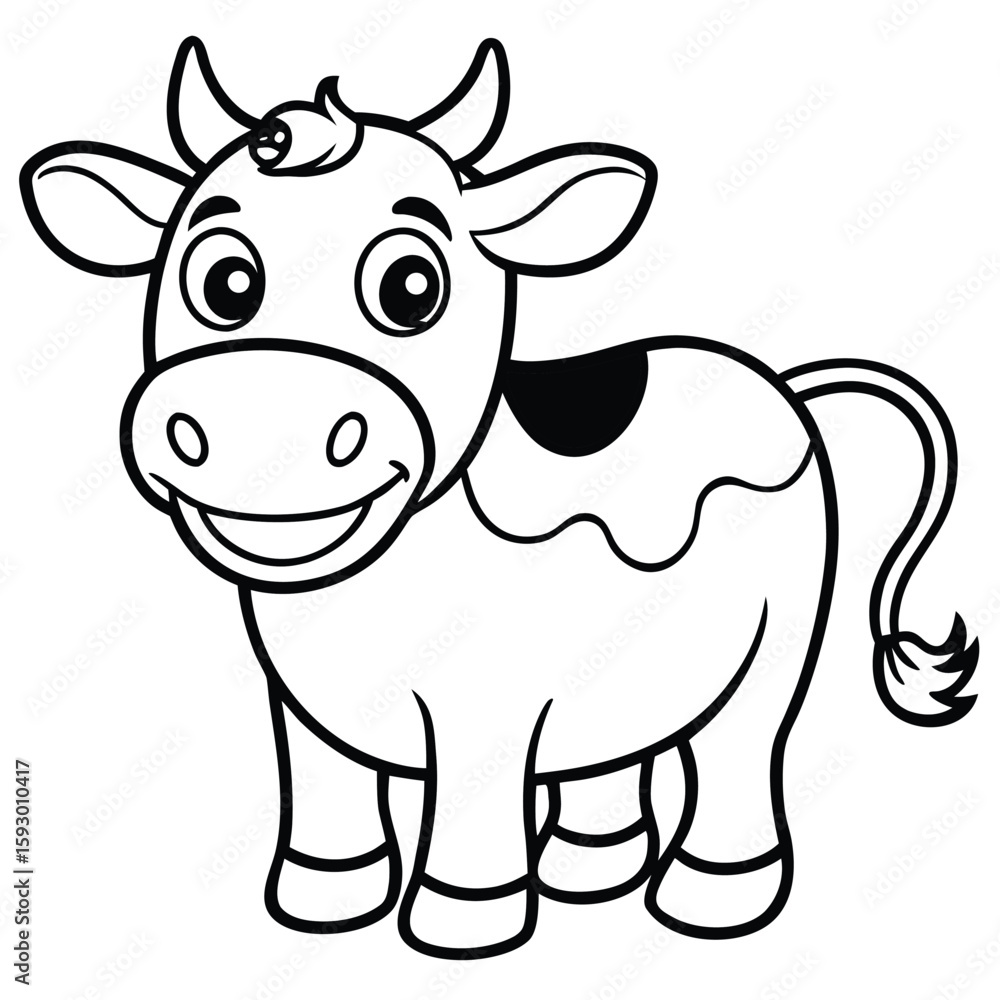 Fototapeta premium Cow cartoon line art coloring page