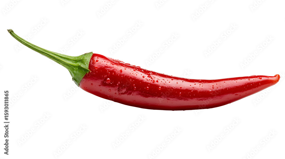 Vibrant Red Chili Pepper with Water Droplets on a Transparent Background for Spice Vibrant Red Chili Pepper with Water Droplets on a Transparent Background for Spice