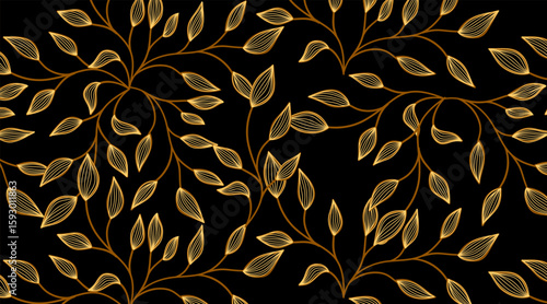 Seamless abstract pattern. Flowers pattern design. Black background. 