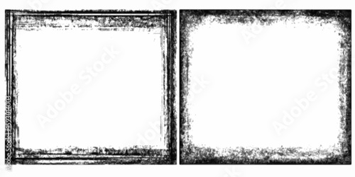 Grunge frame border textures. brush border overlay frames. Vector illustration Black frames with worn paper effect on white background 
