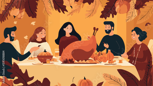 Thanksgiving celebration flat vector illustration design