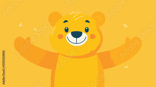 Cheerful Yellow Bear Teddy Illustration