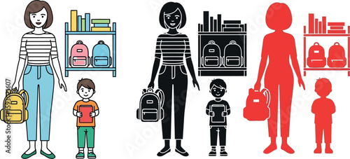 Family shopping for school supplies at a store