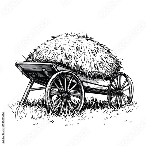 Cartoon Hay and Barrow Vector Illustration