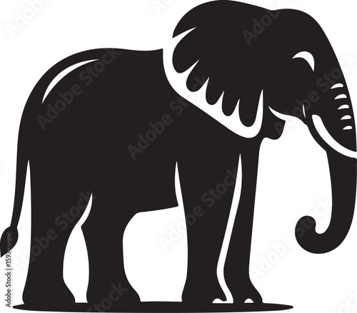 set of elephants silhouettes vector