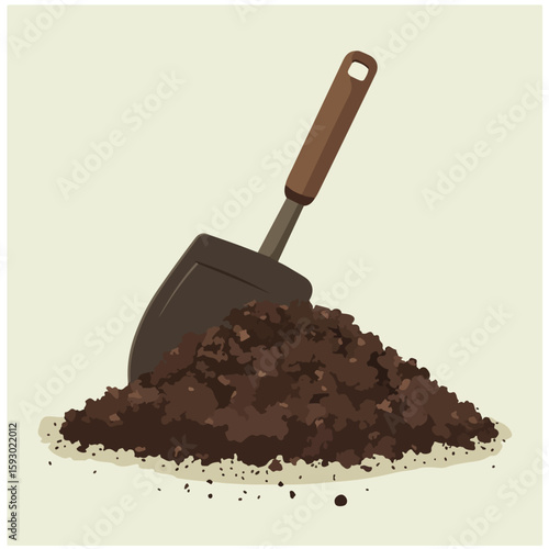 Gardening soil and shovel illustration
