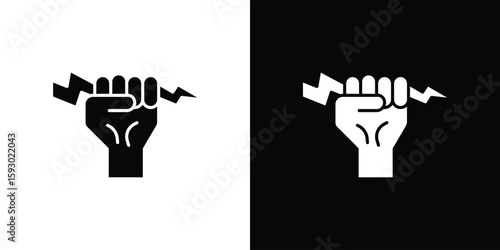 Hand with Power icon collection. Vector icon design template