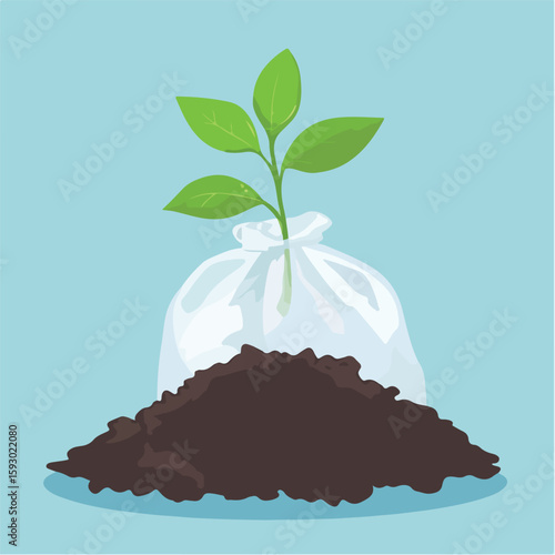 Growth of Young Plant in Plastic Bag