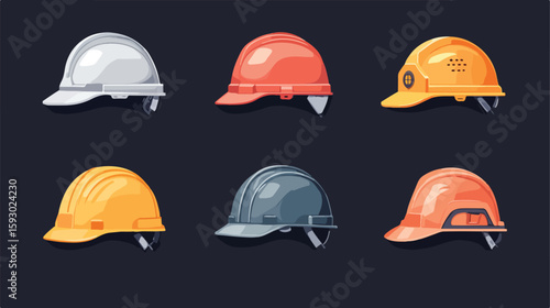 Helmet Construction Tool Icon Flat Vector