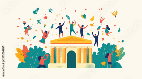 Heritage Freedom Celebration Flat Vector Illustration