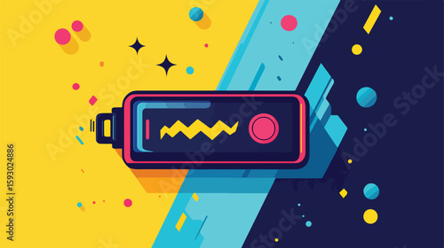 Efficient Charged Battery Flat Vector Illustration