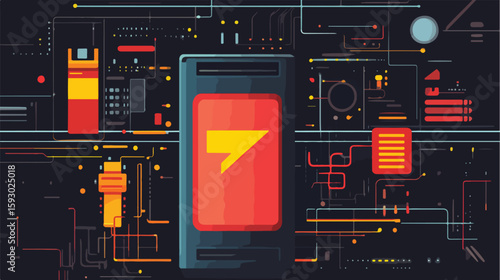 Energy-efficient Battery Technology Vector Illustration