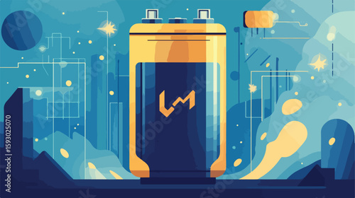 Efficient Battery Fuel Vector Illustration