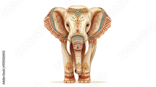 Hindu Elephant Front View Illustration