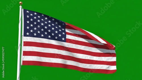 Wallpaper Mural American Flag Waving on Green Screen Background Torontodigital.ca