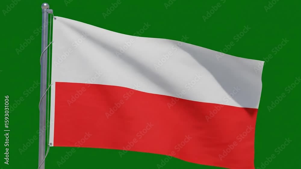 Animated Polish Flag Waving Against Green Screen Animated Polish Flag Waving Against Green Screen