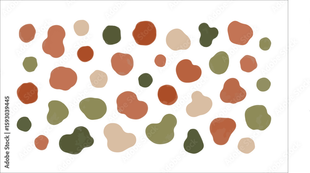Fototapeta premium Organic shapes terracotta olive beige abstract olive green