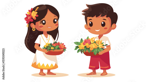 Sinhala New Year Celebrating Children