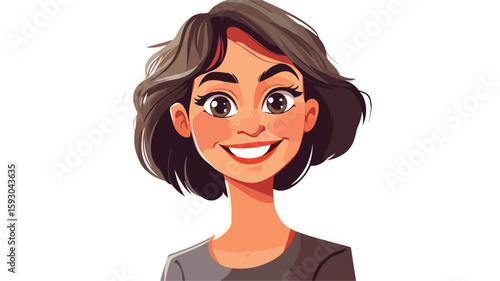 Cheerful cartoon adult woman portrait