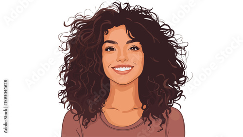 Wide Angle Smiling Woman Portrait