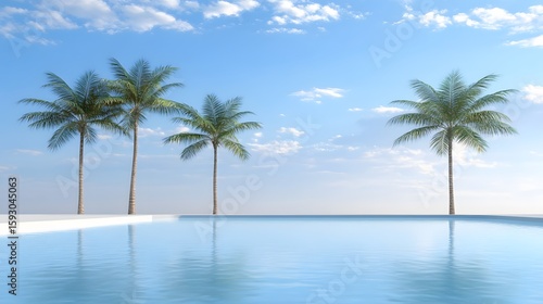 Tropical Poolside Paradise Palm Trees Summer Vacation