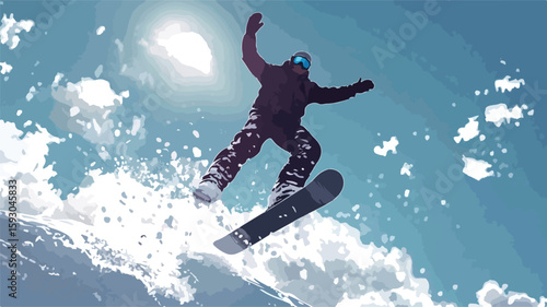 Thrilling Snowboarder Jumping in Blue Sky