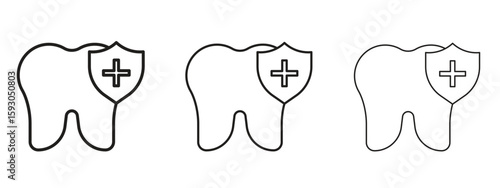 Dental insurance icon in trendy line style. icon illustrations