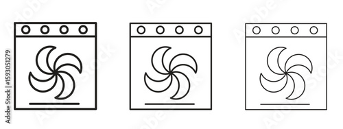 Convection turbofan stove icon in trendy line style. icon illustrations