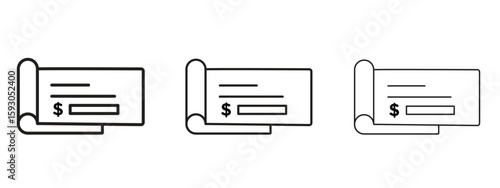 Cheque icon in trendy line style. icon illustrations