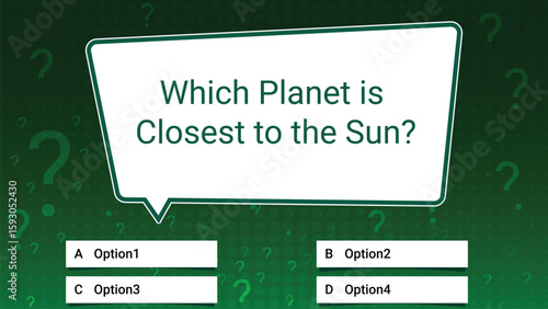 Green Educational Quiz Slide – Planet Closest to the Sun Question Layout

