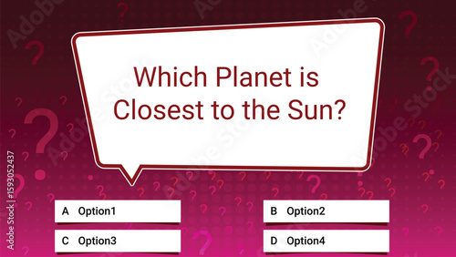 Red and Pink Educational Quiz Template – Solar System Question Slide