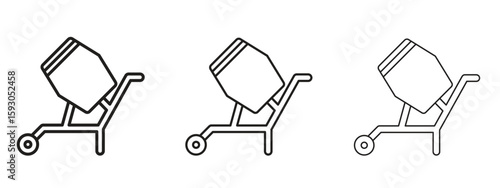 Cement mixer icon in trendy line style. icon illustrations