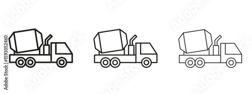Cement truck icon in trendy line style. icon illustrations