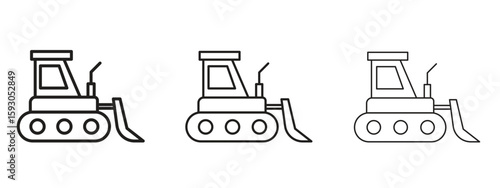 Bulldozer icon in trendy line style. icon illustrations